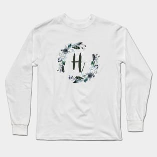 Floral Monogram H Dark Bohemian Flora Long Sleeve T-Shirt